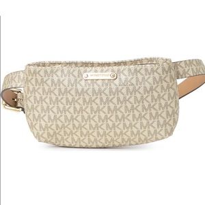 Michael Kors Metallic Silver MK Logo Adjustable Waist Belt Bag